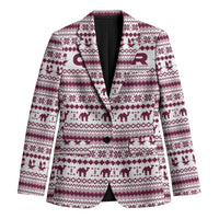 Qatar Christmas Blazer with Maroon-White Pattern, National Emblem, and Camel Motif - Wonder Print Shop