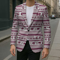 Qatar Christmas Blazer with Maroon-White Pattern, National Emblem, and Camel Motif - Wonder Print Shop