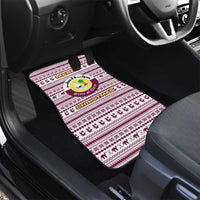 Qatar Christmas Car Mats with Maroon-White Pattern, National Emblem, and Camel Motif - Wonder Print Shop