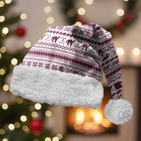 Qatar Christmas Santa Hat with Maroon-White Pattern, National Emblem, and Camel Motif - Wonder Print Shop