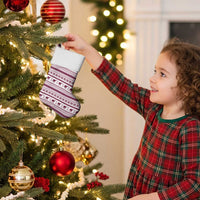 Qatar Christmas Stocking with Maroon-White Pattern, National Emblem, and Camel Motif - Wonder Print Shop