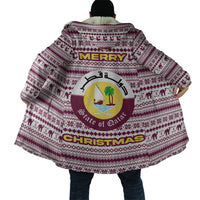 Qatar Christmas Cloak with Maroon-White Pattern, National Emblem, and Camel Motif - Wonder Print Shop