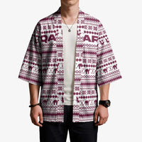 Qatar Christmas Kimono with Maroon-White Pattern, National Emblem, and Camel Motif - Wonder Print Shop