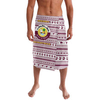Qatar Christmas Lavalava with Maroon-White Pattern, National Emblem, and Camel Motif - Wonder Print Shop
