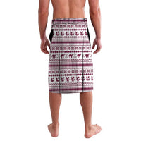 Qatar Christmas Lavalava with Maroon-White Pattern, National Emblem, and Camel Motif - Wonder Print Shop