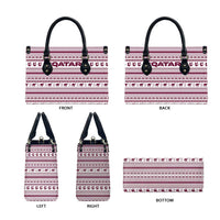 Qatar Christmas Leather Bag with Maroon-White Pattern, National Emblem, and Camel Motif - Wonder Print Shop