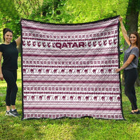Qatar Christmas Quilt with Maroon-White Pattern, National Emblem, and Camel Motif - Wonder Print Shop
