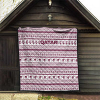 Qatar Christmas Quilt with Maroon-White Pattern, National Emblem, and Camel Motif - Wonder Print Shop
