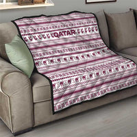 Qatar Christmas Quilt with Maroon-White Pattern, National Emblem, and Camel Motif - Wonder Print Shop