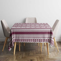 Qatar Christmas Tablecloth with Maroon-White Pattern, National Emblem, and Camel Motif - Wonder Print Shop