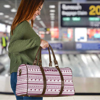 Qatar Christmas Travel Bag with Maroon-White Pattern, National Emblem, and Camel Motif - Wonder Print Shop