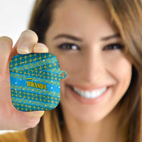 Rwanda Christmas AirPods Case with Blue-Yellow Pattern, Festive Geometric Motifs, and Bold Typography - Wonder Print Shop