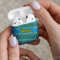 Rwanda Christmas AirPods Case with Blue-Yellow Pattern, Festive Geometric Motifs, and Bold Typography - Wonder Print Shop