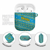 Rwanda Christmas AirPods Case with Blue-Yellow Pattern, Festive Geometric Motifs, and Bold Typography - Wonder Print Shop