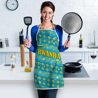 Rwanda Christmas Apron with Blue-Yellow Pattern, Festive Geometric Motifs, and Bold Typography - Wonder Print Shop