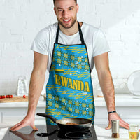 Rwanda Christmas Apron with Blue-Yellow Pattern, Festive Geometric Motifs, and Bold Typography - Wonder Print Shop