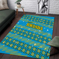 Rwanda Christmas Area Rug with Blue-Yellow Pattern, Festive Geometric Motifs, and Bold Typography - Wonder Print Shop