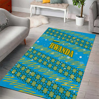 Rwanda Christmas Area Rug with Blue-Yellow Pattern, Festive Geometric Motifs, and Bold Typography - Wonder Print Shop