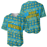 Rwanda Christmas Baseball Jersey with Blue-Yellow Pattern, Festive Geometric Motifs, and Bold Typography - Wonder Print Shop