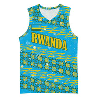 Rwanda Christmas Basketball Jersey with Blue-Yellow Pattern, Festive Geometric Motifs, and Bold Typography - Wonder Print Shop