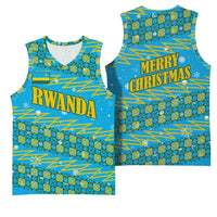 Rwanda Christmas Basketball Jersey with Blue-Yellow Pattern, Festive Geometric Motifs, and Bold Typography - Wonder Print Shop