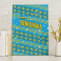 Rwanda Christmas Canvas Wall Art with Blue-Yellow Pattern, Festive Geometric Motifs, and Bold Typography - Wonder Print Shop