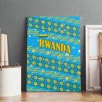 Rwanda Christmas Canvas Wall Art with Blue-Yellow Pattern, Festive Geometric Motifs, and Bold Typography - Wonder Print Shop