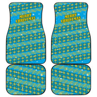 Rwanda Christmas Car Mats with Blue-Yellow Pattern, Festive Geometric Motifs, and Bold Typography - Wonder Print Shop