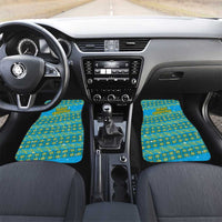 Rwanda Christmas Car Mats with Blue-Yellow Pattern, Festive Geometric Motifs, and Bold Typography - Wonder Print Shop