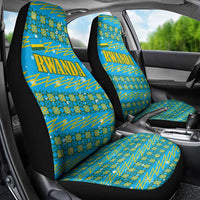 Rwanda Christmas Car Seat Cover with Blue-Yellow Pattern, Festive Geometric Motifs, and Bold Typography - Wonder Print Shop