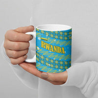 Rwanda Christmas Ceramic Mug with Blue-Yellow Pattern, Festive Geometric Motifs, and Bold Typography - Wonder Print Shop