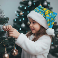 Rwanda Christmas Santa Hat with Blue-Yellow Pattern, Festive Geometric Motifs, and Bold Typography - Wonder Print Shop