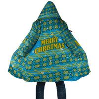 Rwanda Christmas Cloak with Blue-Yellow Pattern, Festive Geometric Motifs, and Bold Typography - Wonder Print Shop
