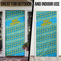 Rwanda Christmas Door Cover with Blue-Yellow Pattern, Festive Geometric Motifs, and Bold Typography - Wonder Print Shop