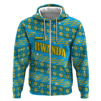 Rwanda Christmas Hoodie with Blue-Yellow Pattern, Festive Geometric Motifs, and Bold Typography - Wonder Print Shop
