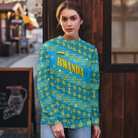Rwanda Christmas Ugly Christmas Sweater with Blue-Yellow Pattern, Festive Geometric Motifs, and Bold Typography - Wonder Print Shop