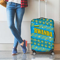 Rwanda Christmas Luggage Cover with Blue-Yellow Pattern, Festive Geometric Motifs, and Bold Typography - Wonder Print Shop