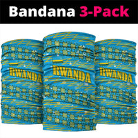 Rwanda Christmas Neck Gaiter with Blue-Yellow Pattern, Festive Geometric Motifs, and Bold Typography - Wonder Print Shop