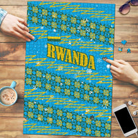 Rwanda Christmas Puzzle with Blue-Yellow Pattern, Festive Geometric Motifs, and Bold Typography - Wonder Print Shop