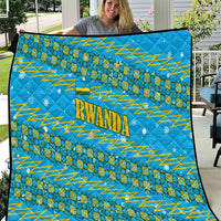 Rwanda Christmas Quilt with Blue-Yellow Pattern, Festive Geometric Motifs, and Bold Typography - Wonder Print Shop