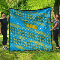 Rwanda Christmas Quilt with Blue-Yellow Pattern, Festive Geometric Motifs, and Bold Typography - Wonder Print Shop