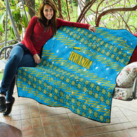 Rwanda Christmas Quilt with Blue-Yellow Pattern, Festive Geometric Motifs, and Bold Typography - Wonder Print Shop