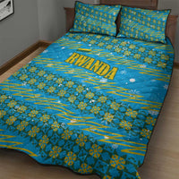 Rwanda Christmas Quilt Bed Set with Blue-Yellow Pattern, Festive Geometric Motifs, and Bold Typography - Wonder Print Shop