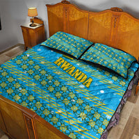 Rwanda Christmas Quilt Bed Set with Blue-Yellow Pattern, Festive Geometric Motifs, and Bold Typography - Wonder Print Shop