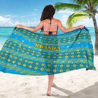 Rwanda Christmas Sarong with Blue-Yellow Pattern, Festive Geometric Motifs, and Bold Typography - Wonder Print Shop