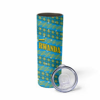 Rwanda Christmas Skinny Tumbler with Blue-Yellow Pattern, Festive Geometric Motifs, and Bold Typography - Wonder Print Shop