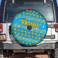 Rwanda Christmas Spare Tire Cover with Blue-Yellow Pattern, Festive Geometric Motifs, and Bold Typography - Wonder Print Shop