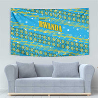 Rwanda Christmas Tapestry with Blue-Yellow Pattern, Festive Geometric Motifs, and Bold Typography - Wonder Print Shop