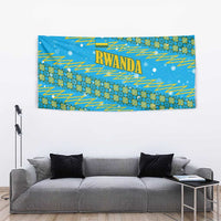 Rwanda Christmas Tapestry with Blue-Yellow Pattern, Festive Geometric Motifs, and Bold Typography - Wonder Print Shop