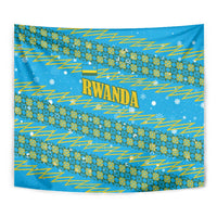 Rwanda Christmas Tapestry with Blue-Yellow Pattern, Festive Geometric Motifs, and Bold Typography - Wonder Print Shop
